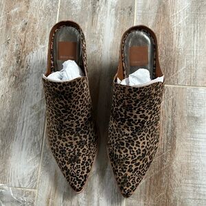 Dolce Vita Lindsy Brown Leopard Print Mules NWOT